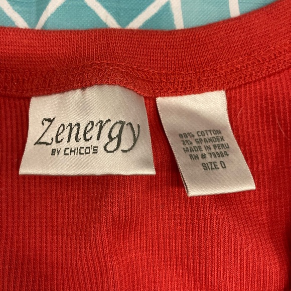 💛TODAY***$10**Zenergy by Chico’s vibrant coral ribbed knit, round neck tank top - Picture 2 of 3